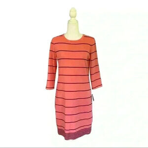 Nautica NWT Knit Shirt Dress Coral Stripe Size S